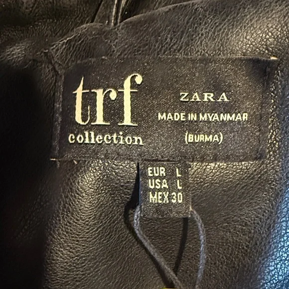 ZARA Black Leather Biker Jacket - Picture 2 of 3